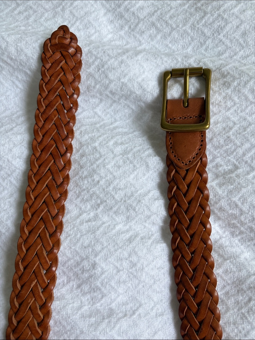 J. Crew Braided Leather Belt with Brass Buckle — Brown